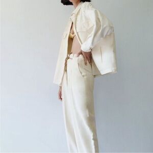 Zara Slouchy Linen Trousers with Drawstring - size 2